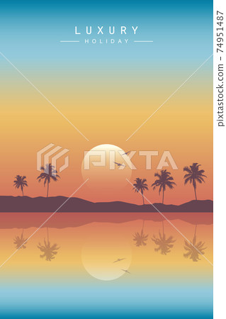 luxury summer holiday on paradise beach at sunset 74951487