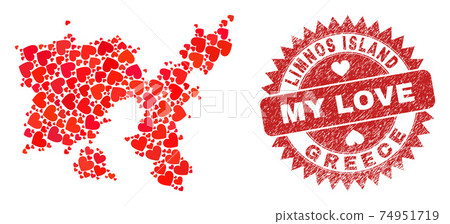 My Love Rubber Stamp Seal and Limnos Island Map Heart Mosaic My Love Rubber Stamp Seal and Limnos Island Map Heart Mosaic 74951719
