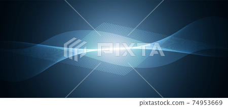 Abstract blue technology wave design, digital network background, vector communication concept 74953669