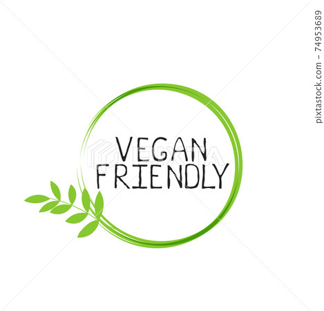 Vegan friendly label and high quality product badges. Bio Home made food Organic product Pure healthy Eco food organic, bio and natural product icon. Emblems for cafe, packaging etc. Vector 74953689