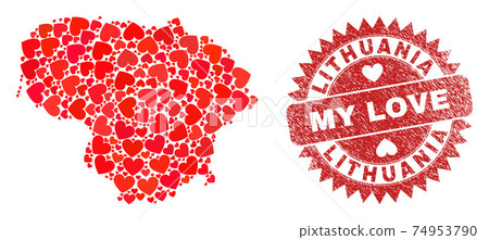 My Love Watermark Stamp Seal and Lithuania Map Lovely Heart Mosaic My Love Watermark Stamp Seal and Lithuania Map Lovely Heart Mosaic 74953790