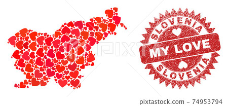 My Love Watermark Stamp and Slovenia Map Heart Mosaic My Love Watermark Stamp and Slovenia Map Heart Mosaic 74953794
