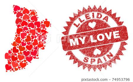 My Love Watermark Stamp and Lleida Province Map Heart Mosaic My Love Watermark Stamp and Lleida Province Map Heart Mosaic 74953796
