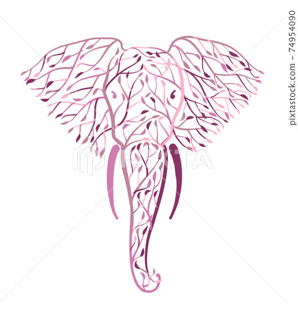 Elephant head made from tree leaves. Save the earth. Vector design Elephant head made from tree leaves. Save the earth. Vector design 74954090
