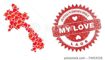 My Love Watermark Stamp Seal and Laos Map Lovely Heart Mosaic My Love Watermark Stamp Seal and Laos Map Lovely Heart Mosaic 74954556