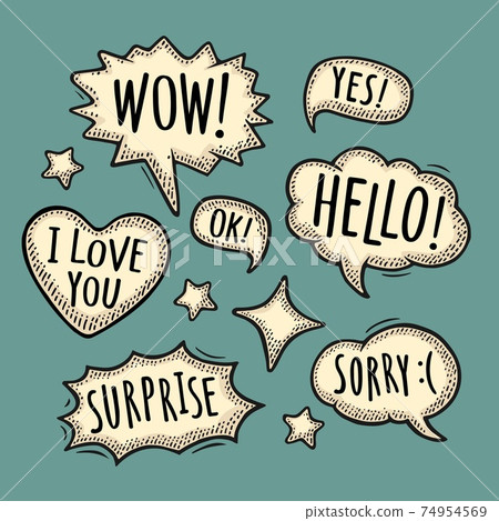 Set speech and thought bubbles. Vintage vector... - Stock Illustration ...