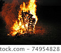 Camp fire in the night 74954828