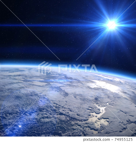 Planet Earth and Sun. 74955125