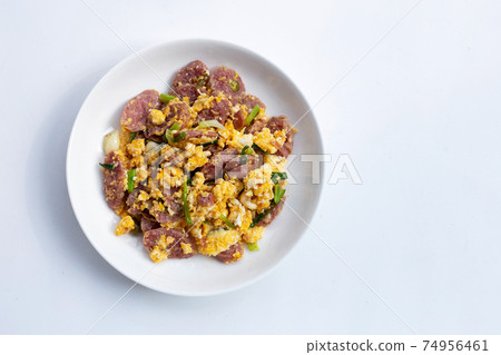Fermented Pork Sausage stir fried with eggs 74956461