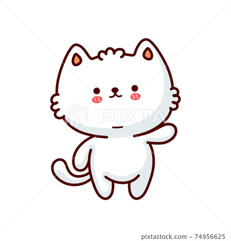 Kawaii cat flat Icon vector. Cute cat-flat illustration. Cute