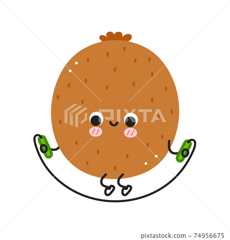 Cute funny kiwi make gym with jump rope. Vector... - Stock Illustration  [74956675] - PIXTA