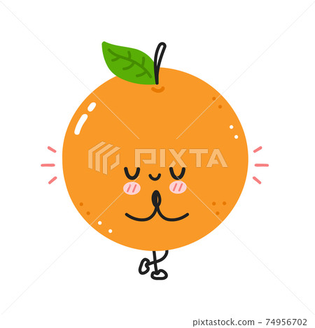 Cute funny orange meditate in yoga pose. Vector - Stock Illustration  [74956702] - PIXTA