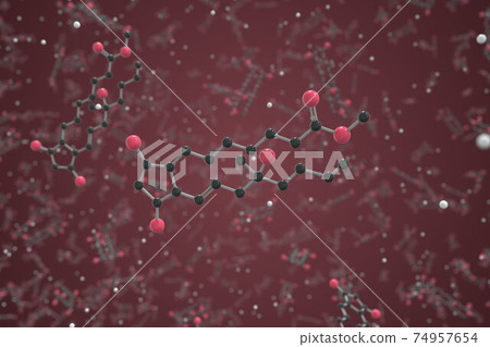 Misoprostol molecule. Ball-and-stick molecular model. Chemistry related 3d rendering Misoprostol molecule. Ball-and-stick molecular model. Chemistry related 3d rendering 74957654