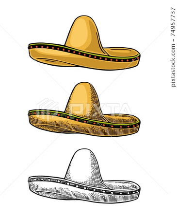 Sombrero. Vintage color engraving 