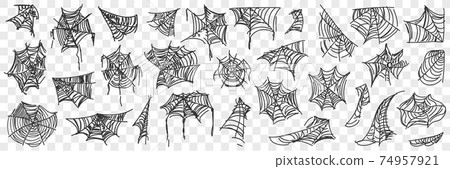 Spider web patterns doodle set 74957921