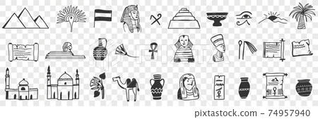 Sightseeings of Egypt doodle set 74957940