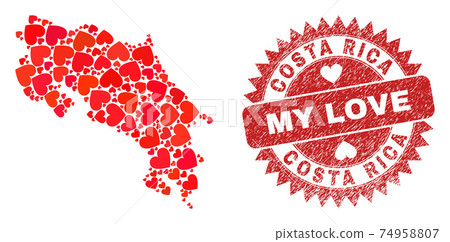 My Love Grunge Badge and Costa Rica Map Lovely Heart Mosaic My Love Grunge Badge and Costa Rica Map Lovely Heart Mosaic 74958807
