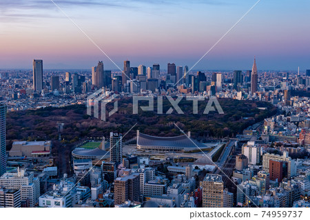 Tokyo cityscape as seen from Shibuya Ward, Tokyo Tokyo cityscape as seen from Shibuya Ward, Tokyo 74959737