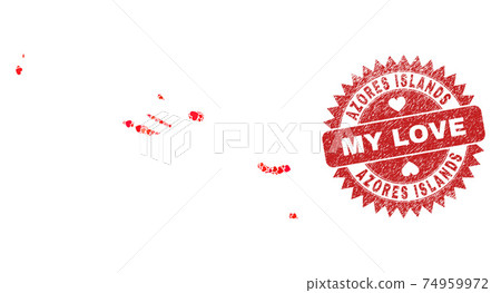 My Love Rubber Stamp and Azores Islands Map Valentine Heart Mosaic My Love Rubber Stamp and Azores Islands Map Valentine Heart Mosaic 74959972