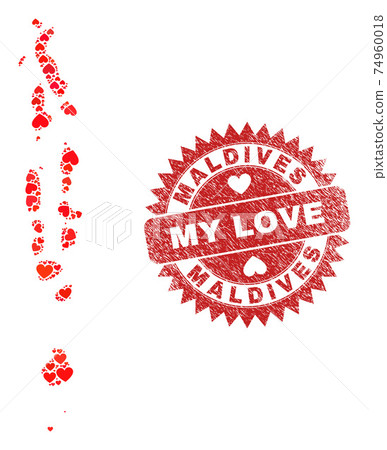 My Love Grunge Stamp Seal and Maldives Map Heart Mosaic My Love Grunge Stamp Seal and Maldives Map Heart Mosaic 74960018