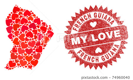 My Love Grunge Stamp and French Guiana Map Valentine Heart Mosaic My Love Grunge Stamp and French Guiana Map Valentine Heart Mosaic 74960040