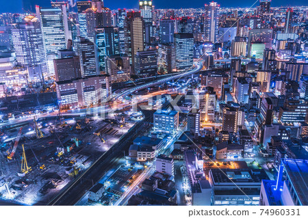 Night view of Osaka as seen from Umeda Sky Building 74960331