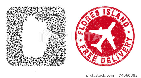 Free Delivery Rubber Seal and Flores Island of Azores Map Air Plane Hole Mosaic Free Delivery Rubber Seal and Flores Island of Azores Map Air Plane Hole Mosaic 74960382