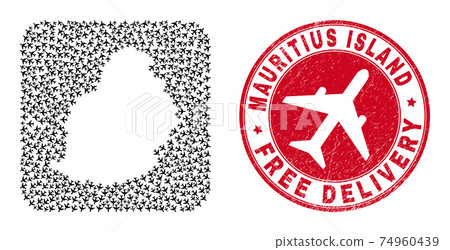 Free Delivery Watermark Badge and Mauritius Island Map Aircraft Stencil Mosaic Free Delivery Watermark Badge and Mauritius Island Map Aircraft Stencil Mosaic 74960439
