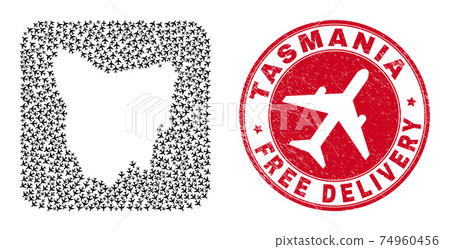 Free Delivery Watermark Stamp and Tasmania Island Map Air Force Hole Mosaic Free Delivery Watermark Stamp and Tasmania Island Map Air Force Hole Mosaic 74960456