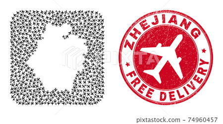 Free Delivery Scratched Seal and Zhejiang Province Map Airplane Hole Mosaic Free Delivery Scratched Seal and Zhejiang Province Map Airplane Hole Mosaic 74960457