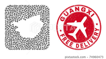 Free Delivery Rubber Badge and Guangxi Province Map Airplane Inverted Mosaic Free Delivery Rubber Badge and Guangxi Province Map Airplane Inverted Mosaic 74960473