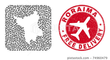 Free Delivery Watermark Seal and Roraima State Map Air Force Subtracted Mosaic 74960479