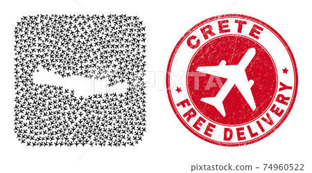Free Delivery Grunge Stamp Seal and Crete Map Air Force Inverted Mosaic Free Delivery Grunge Stamp Seal and Crete Map Air Force Inverted Mosaic 74960522
