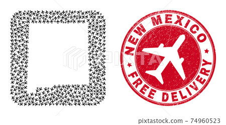 Free Delivery Scratched Seal and New Mexico State Map Aeroplane Inverted Mosaic Free Delivery Scratched Seal and New Mexico State Map Aeroplane Inverted Mosaic 74960523