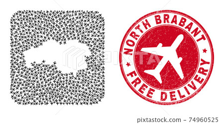 Free Delivery Grunge Seal and North Brabant Province Map Airliner Inverted Mosaic Free Delivery Grunge Seal and North Brabant Province Map Airliner Inverted Mosaic 74960525