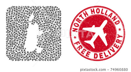 Free Delivery Scratched Stamp and North Holland Map Aircraft Subtracted Mosaic Free Delivery Scratched Stamp and North Holland Map Aircraft Subtracted Mosaic 74960880