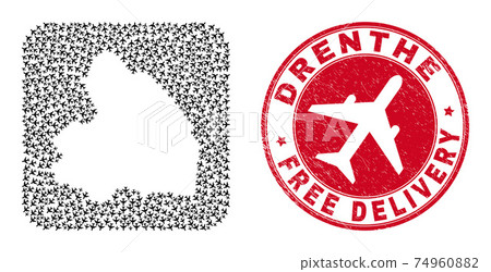 Free Delivery Rubber Stamp and Drenthe Province Map Airplane Hole Mosaic Free Delivery Rubber Stamp and Drenthe Province Map Airplane Hole Mosaic 74960882