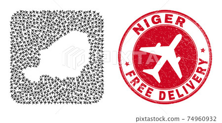 Free Delivery Grunge Badge and Niger Map Aviation Hole Mosaic Free Delivery Grunge Badge and Niger Map Aviation Hole Mosaic 74960932