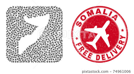 Free Delivery Rubber Stamp and Somalia Map Airplane Subtracted Mosaic Free Delivery Rubber Stamp and Somalia Map Airplane Subtracted Mosaic 74961006