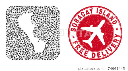 Free Delivery Watermark Seal and Boracay Island Map Aeroplane Subtracted Mosaic Free Delivery Watermark Seal and Boracay Island Map Aeroplane Subtracted Mosaic 74961445