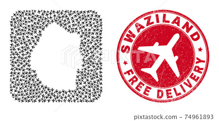 Free Delivery Scratched Stamp and Swaziland Map Aviation Subtracted Mosaic Free Delivery Scratched Stamp and Swaziland Map Aviation Subtracted Mosaic 74961893