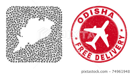 Free Delivery Grunge Stamp and Odisha State Map Aviation Hole Mosaic Free Delivery Grunge Stamp and Odisha State Map Aviation Hole Mosaic 74961948