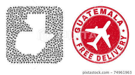 Free Delivery Grunge Seal and Guatemala Map Aeroplane Hole Mosaic Free Delivery Grunge Seal and Guatemala Map Aeroplane Hole Mosaic 74961963