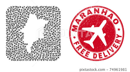 Free Delivery Rubber Stamp Seal and Maranhao State Map Jet Vehicle Stencil Mosaic 74961981
