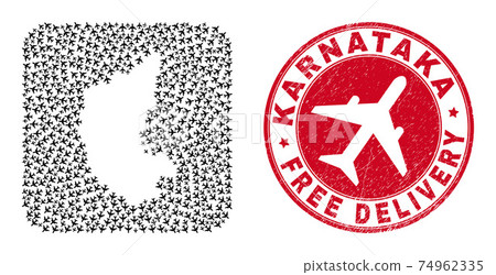 Free Delivery Scratched Seal and Karnataka State Map Jet Vehicle Hole Mosaic Free Delivery Scratched Seal and Karnataka State Map Jet Vehicle Hole Mosaic 74962335