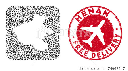 Free Delivery Watermark Seal and Henan Province Map Air Plane Inverted Mosaic Free Delivery Watermark Seal and Henan Province Map Air Plane Inverted Mosaic 74962347