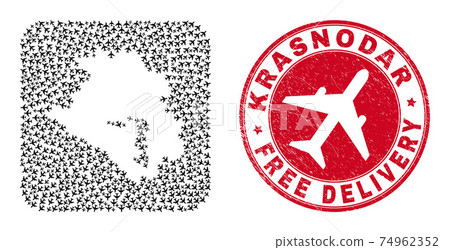Free Delivery Rubber Seal and Krasnodarskiy Kray Map Air Plane Subtracted Mosaic Free Delivery Rubber Seal and Krasnodarskiy Kray Map Air Plane Subtracted Mosaic 74962352