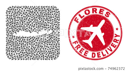 Free Delivery Grunge Seal and Flores Islands of Indonesia Map Jet Vehicle Subtracted Mosaic Free Delivery Grunge Seal and Flores Islands of Indonesia Map Jet Vehicle Subtracted Mosaic 74962372