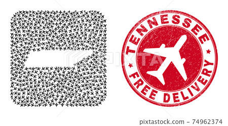 Free Delivery Rubber Stamp Seal and Tennessee State Map Aeroplane Hole Mosaic 74962374