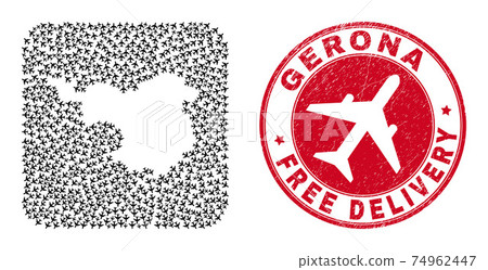 Free Delivery Grunge Stamp Seal and Gerona Province Map Aviation Subtracted Mosaic Free Delivery Grunge Stamp Seal and Gerona Province Map Aviation Subtracted Mosaic 74962447